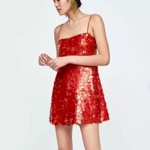 Zara Sequin Mini Red dress